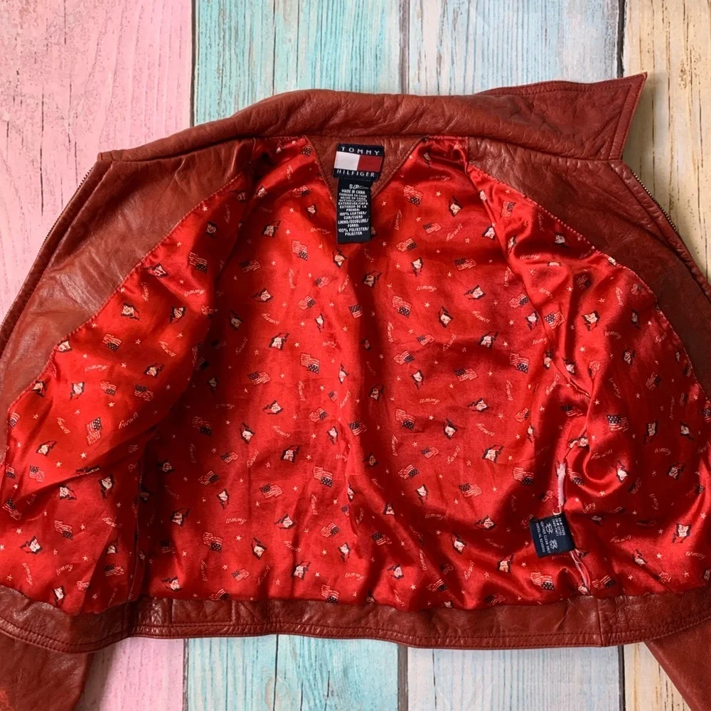 Tommy Hilfiger Girls' Red Jean-Style Leather Jacket